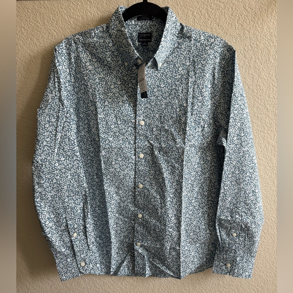 NWT J.Crew Factory Slim Untucked Flex Performance Casual Shirt Medium